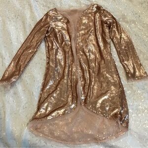 Rose Gold Sequin Long Sleeve Cardigan